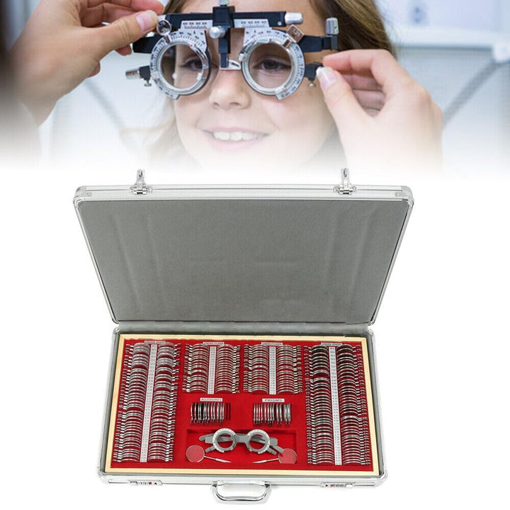 Optik Linsen Brillen Test Set, 266Pcs Trial Lens Set Metallfelge Fall Testrahmen Optometrie Kit, Met
