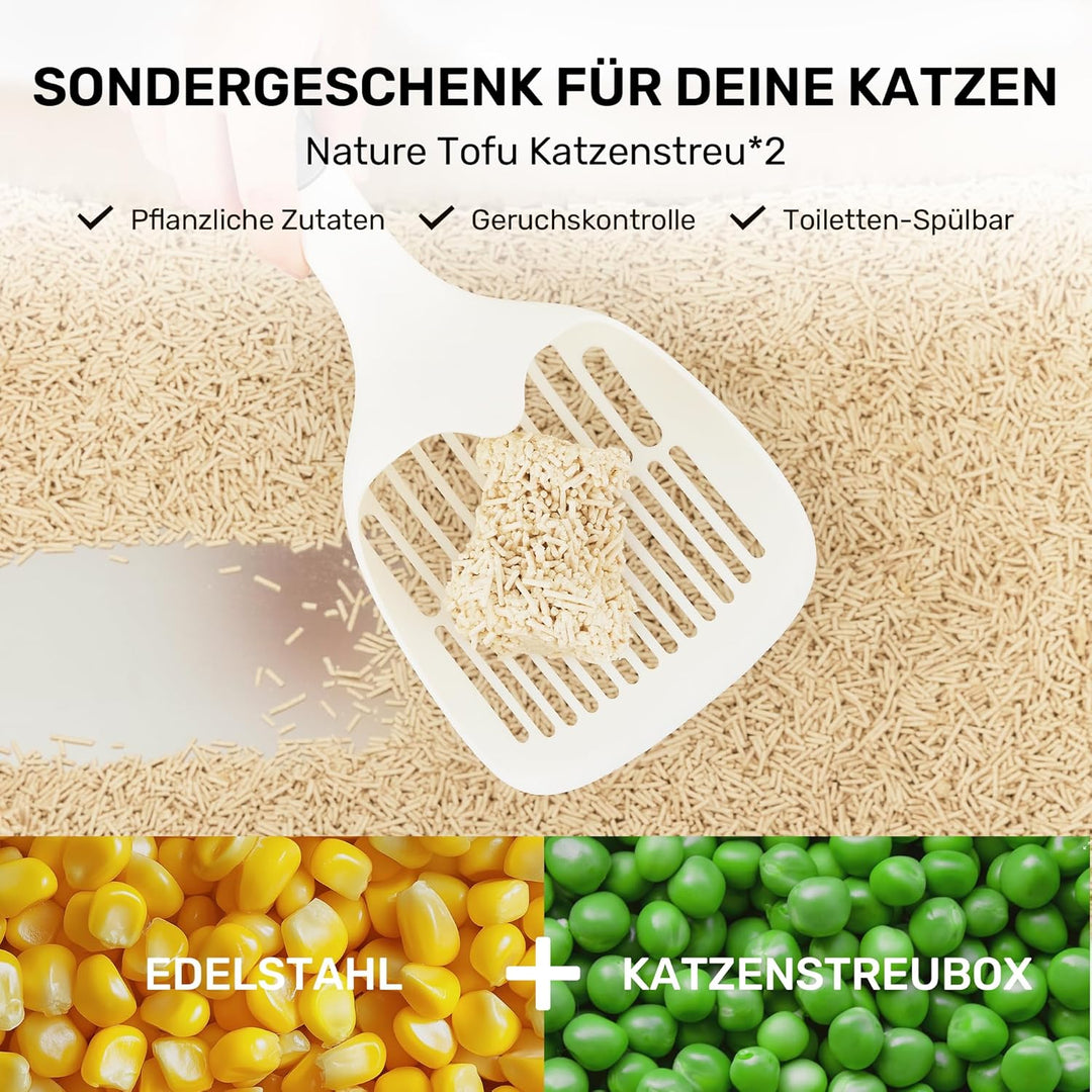 FUKUMARU Katzenklo Edelstahl XXL, Hohe Seitenwände Katzentoilette, 30L Grosse Kapazität Auslaufsiche