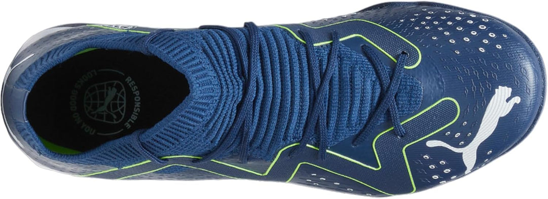 PUMA Unisex Kinder Future Match Tt + Mid Jr Fussballschuh 35.5 EU Persisches Blau Puma Weiss Pro Grü