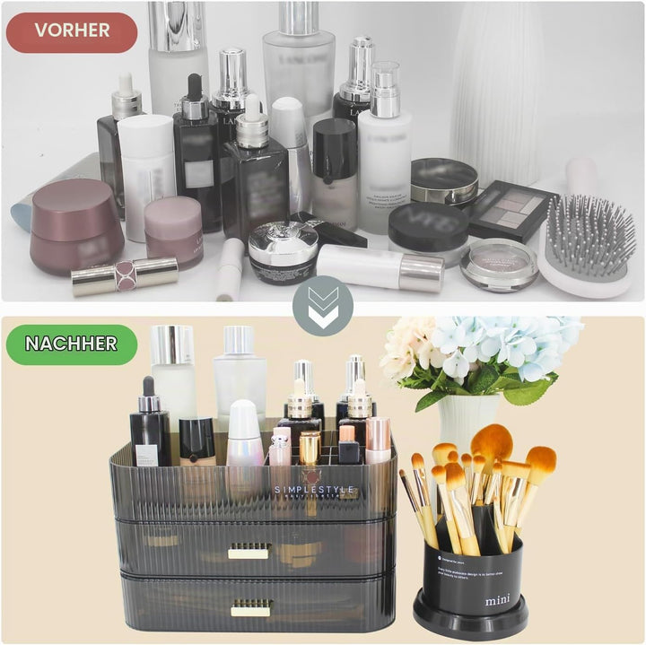 Makeup Organizer mit 2 Schubladen, Kosmetik-Organizer für Schlafzimmer und Bad Eitelkeit Arbeitsplat