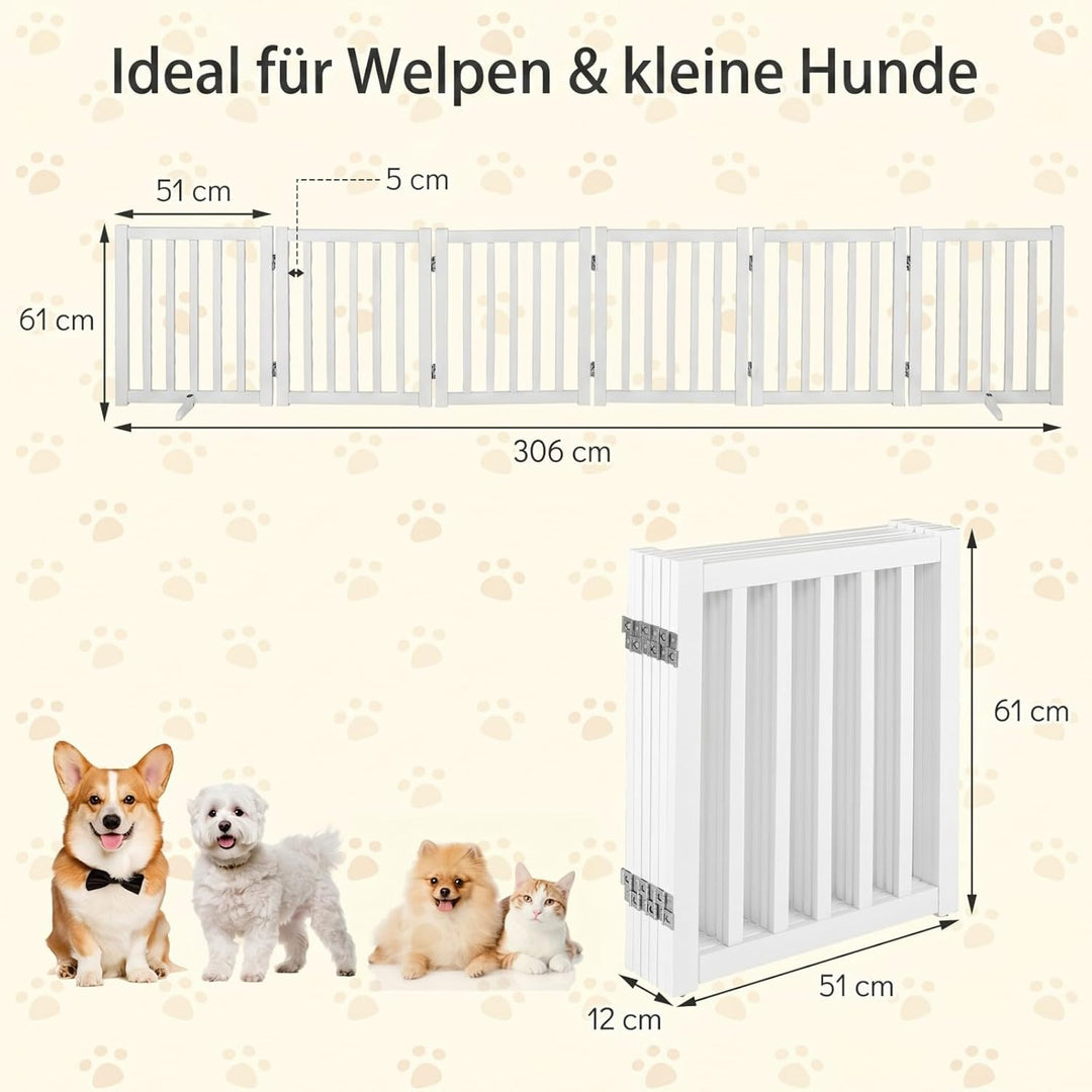 COSTWAY Absperrgitter Hunde 60cm Hoch, Schutzgitter Holz, Kindergitter klappbar, Treppengitter Hunde