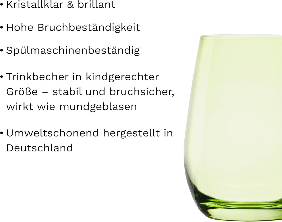 Stölzle Lausitz Wassergläser Set Elements Kids Farbe Grün 335 ml randvoll / 6er Set Wassergläser Spü
