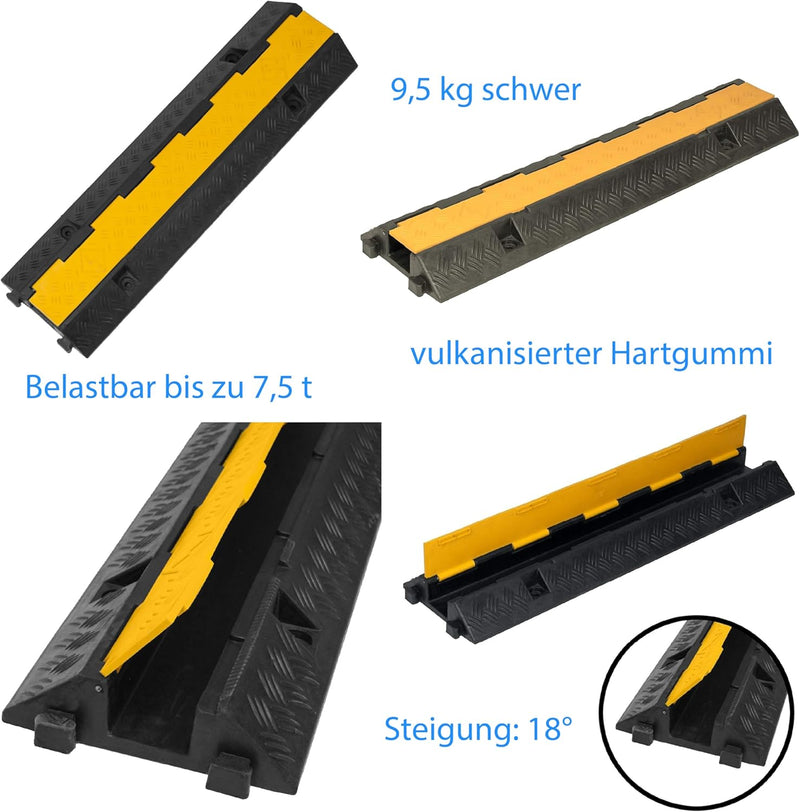 1 Kanal Kabelbrücke Schlauchbrücke mit extra grossen Kanal (70x50mm) Überfahrschutz Kabelkanal Brück