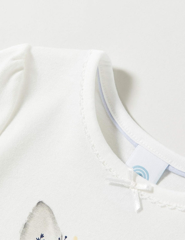 Sanetta Mädchen Schlafanzug Broken White Bezaubernder Pyjama eindrucksvollen Rehkitz-Artwork 98 Beig