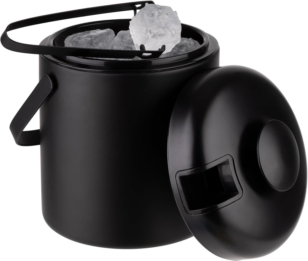 APS 36016 Eiseimer-Set in schwarz, Ø 14 cm, H: 22 cm, 1,3 Liter Schwarz 1,3 Liter, Schwarz 1,3 Liter