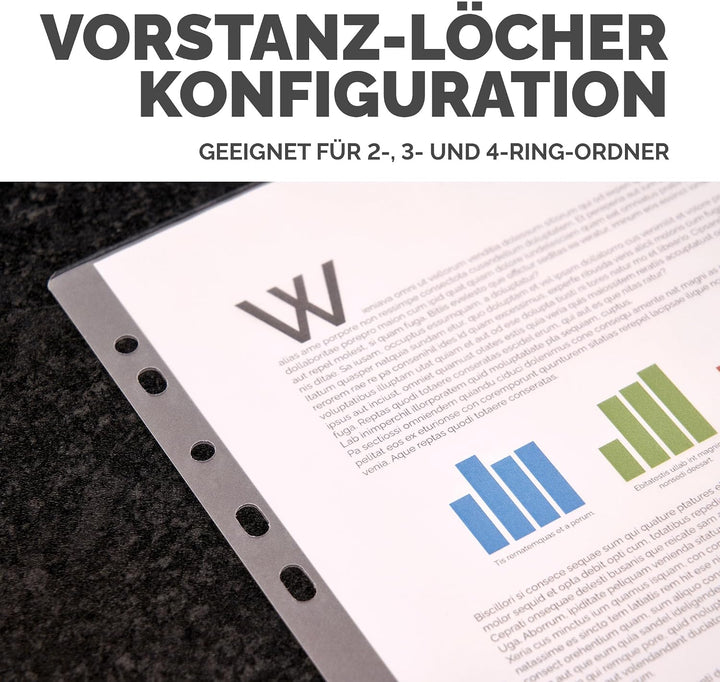 Fellowes Laminierfolien A4, 80 Mikron (2 x 80 mic), mit Lochung zum Einheften, glänzend, 100 Stück
