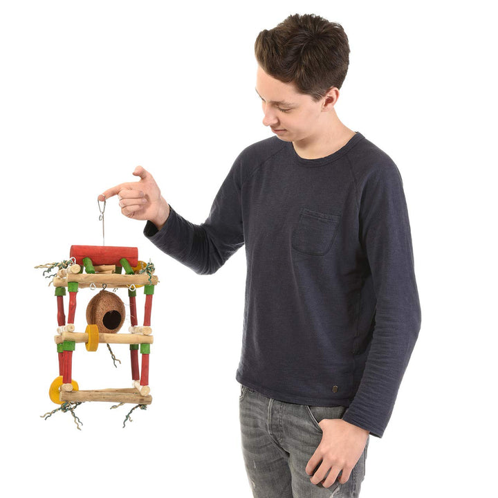Java | Vogelspielzeug Tower - als Hängefreisitz für Nymphensittiche & Mohrenkopfpapageien