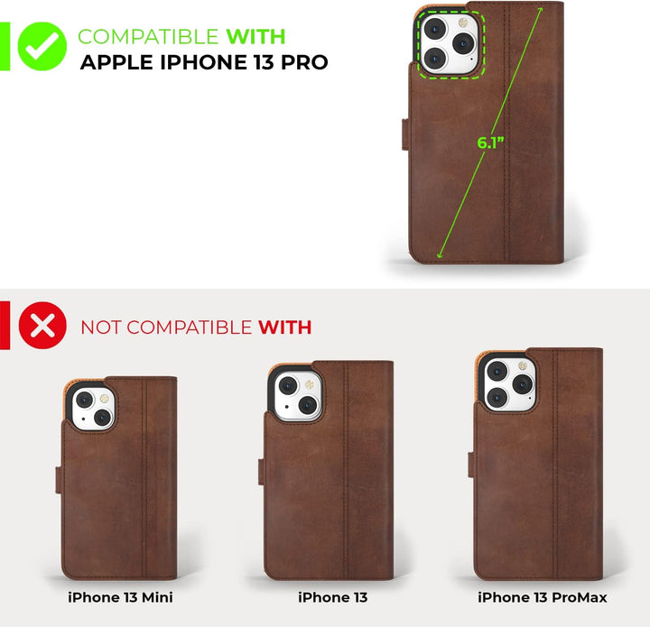 Snakehive iPhone 13 Pro Hülle Leder | Stylische Handyhülle mit Kartenhalter & Standfuss | Handyhülle