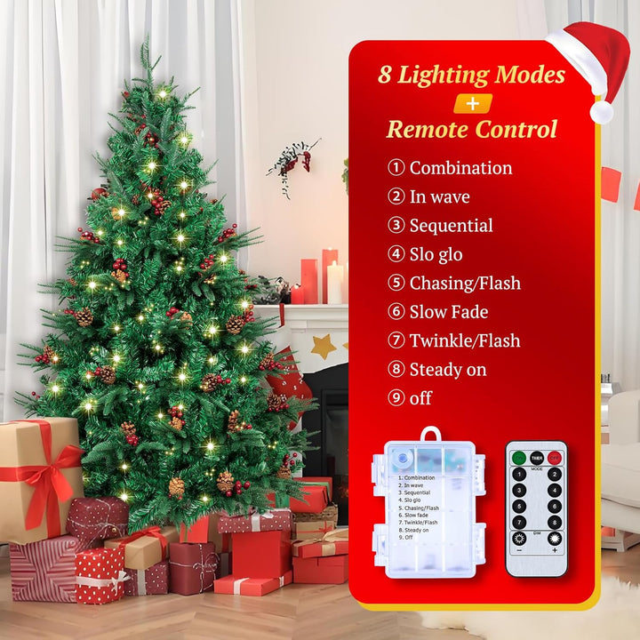 AGM 5ft/1.5M Weihnachtsbaum mit 1.2M 240LEDs, 450 Spitzen künstlicher Weihnachtsbaum mit gemischten