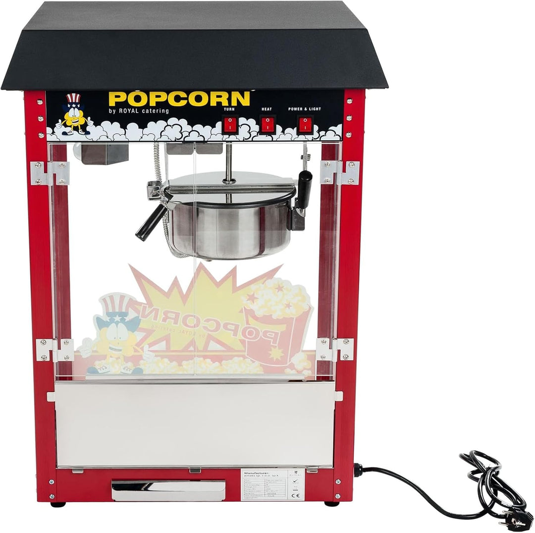 Royal Catering Popcornmaschine Popcornmaker RCPS-16E (1.600 W, Arbeitsleistung 5 kg/h 16 L/h, Topfdu
