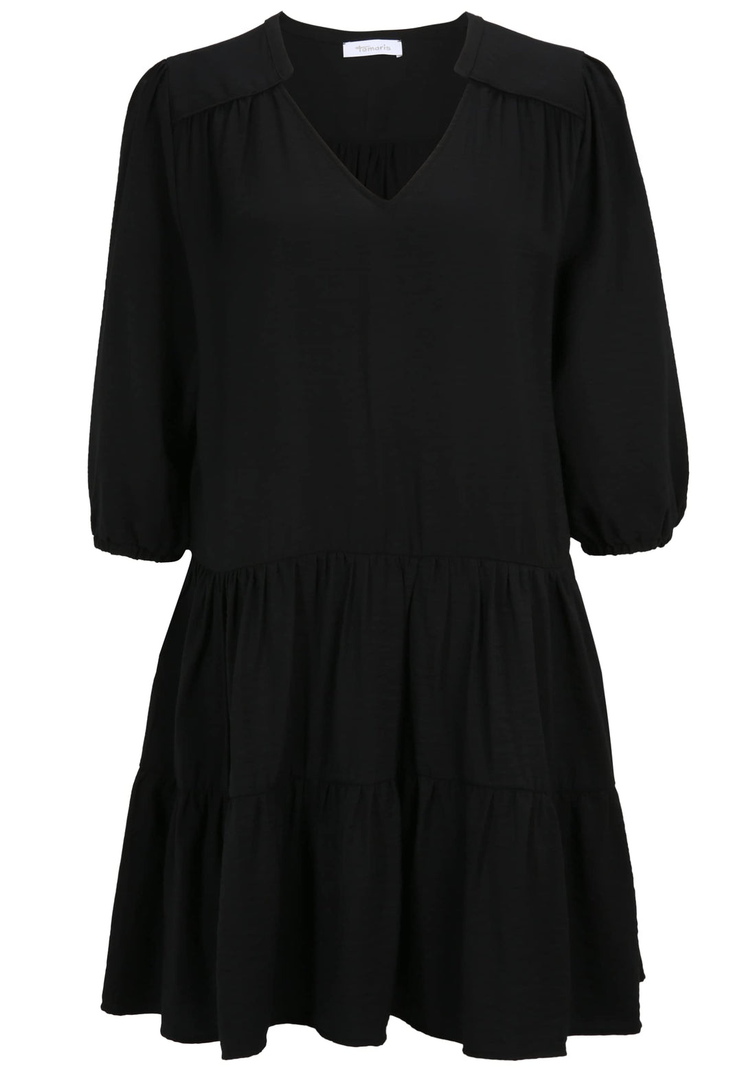 Tamaris Damen ASTANA AOP Kurzes trapez Kleid, Black Beauty