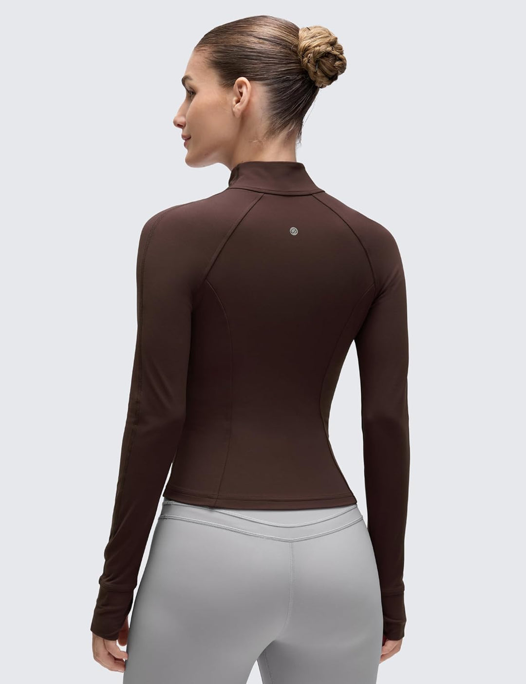 CRZ YOGA Damen Butterluxe Full Zipper Sport Jacke Zip Tasche Crop Running Laufjacke Gym Langarmshirt