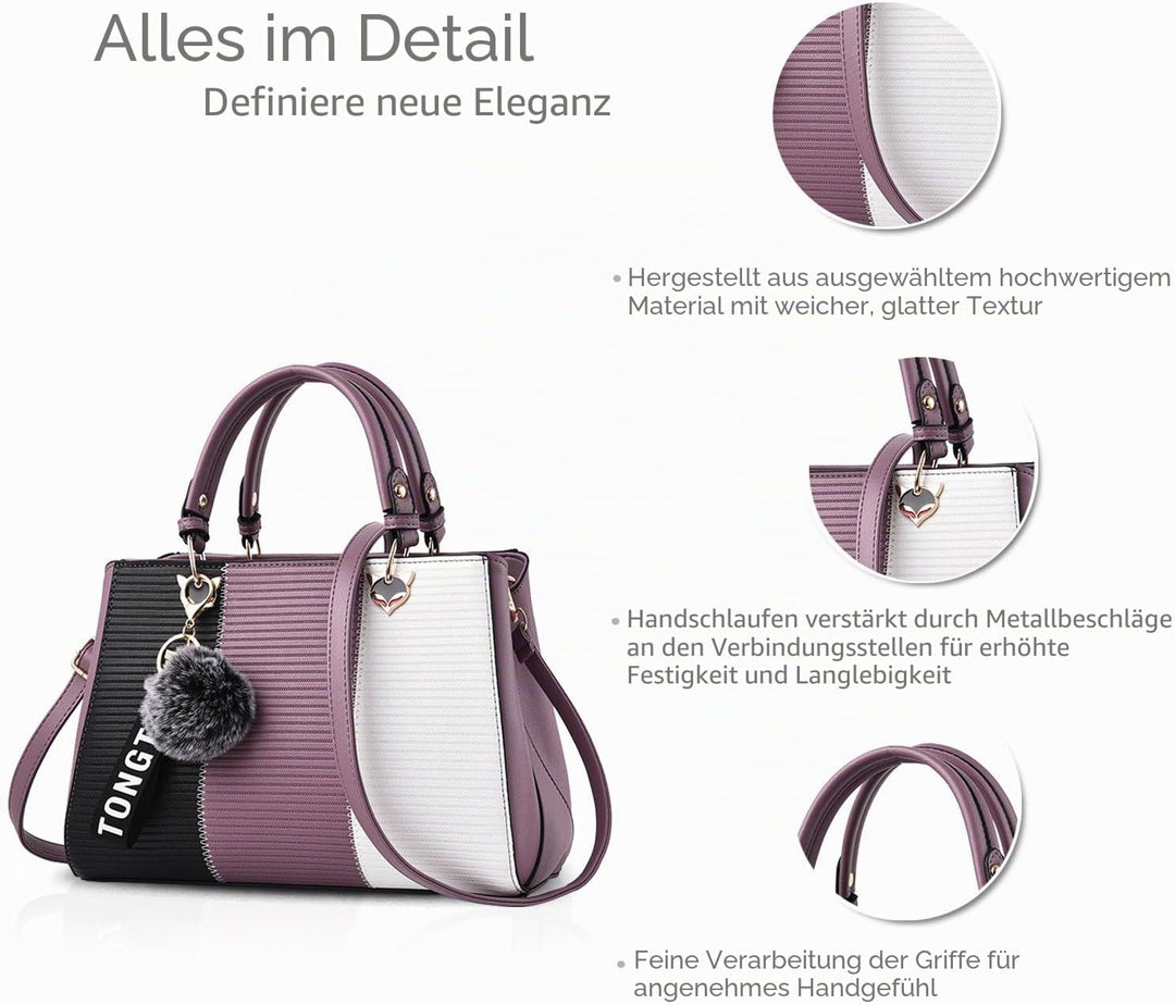 NICOLE & DORIS Damen Handtasche Umhängetasche Henkeltasche Kuriertasche Elegant Damen Handtaschen mi