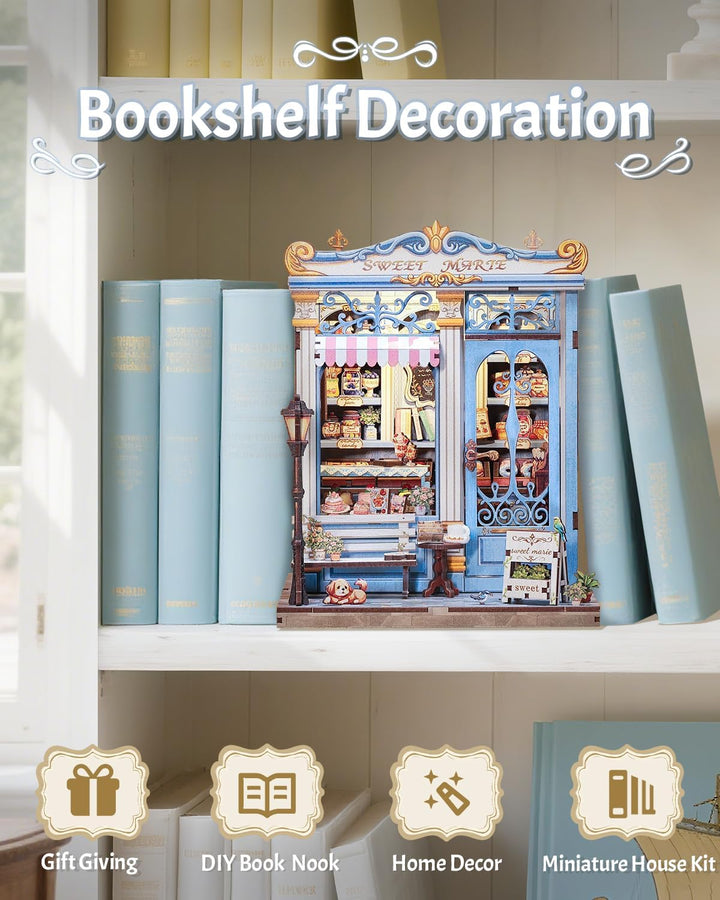 CUTEBEE Book Nook Kit – DIY Puppenhaus Häuser, Miniatur Haus Selber Bauen Bausatz für Erwachsene, 3D