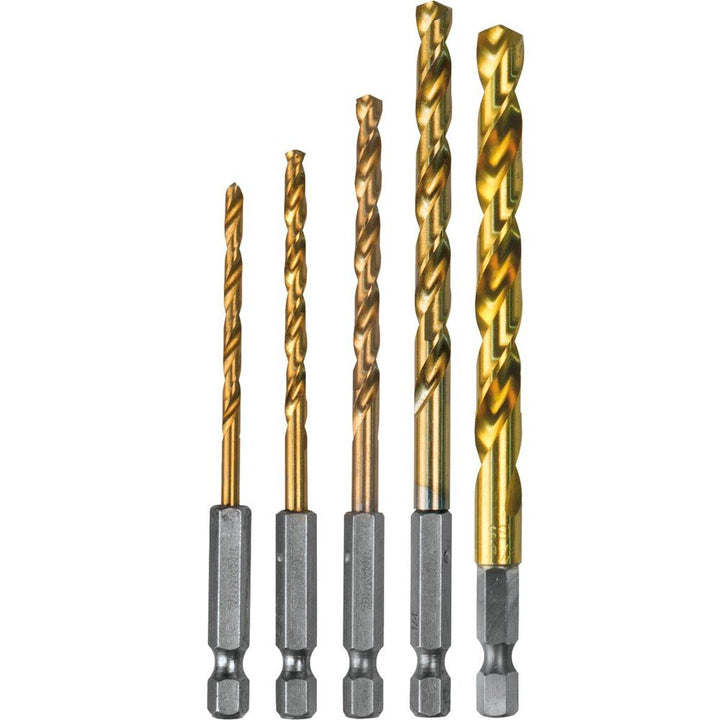 Makita D-35318 Titanbeschichteter Bohrersatz, 1/4 Zoll, 5 Stück