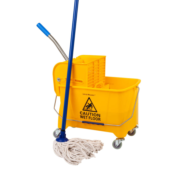 Mind Reader Mobile Heavy Duty Mop Bucket with Upward Press Wringer, 22-Quart Capacity, 16.25"L x 10.