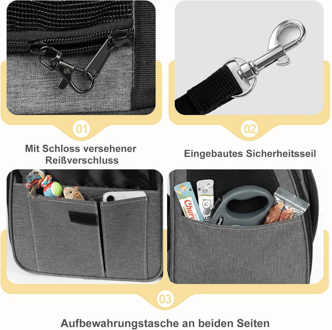 Aystkniet Katzenrucksack &amp; Hunderucksack bis 6kg, Grosse Haustier Transporttasche mit 270° Belüftung