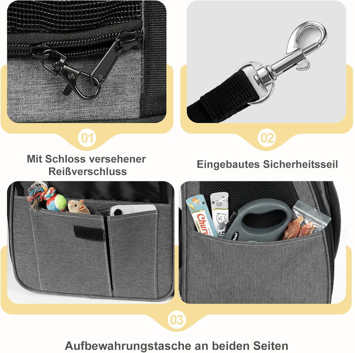Aystkniet Katzenrucksack &amp; Hunderucksack bis 6kg, Grosse Haustier Transporttasche mit 270° Belüftung
