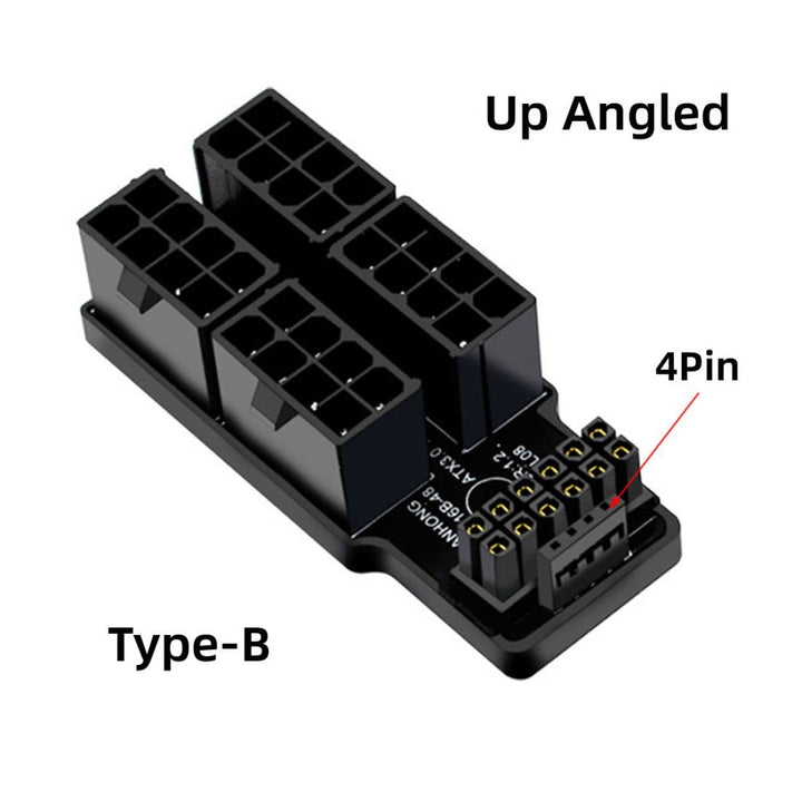 chenyang ATX 8Pin 4 Port zu 12VHPWR ATX3.0 PCI-E 5.0 16Pin Power Modular Adapter 90 Grad UP abgewink