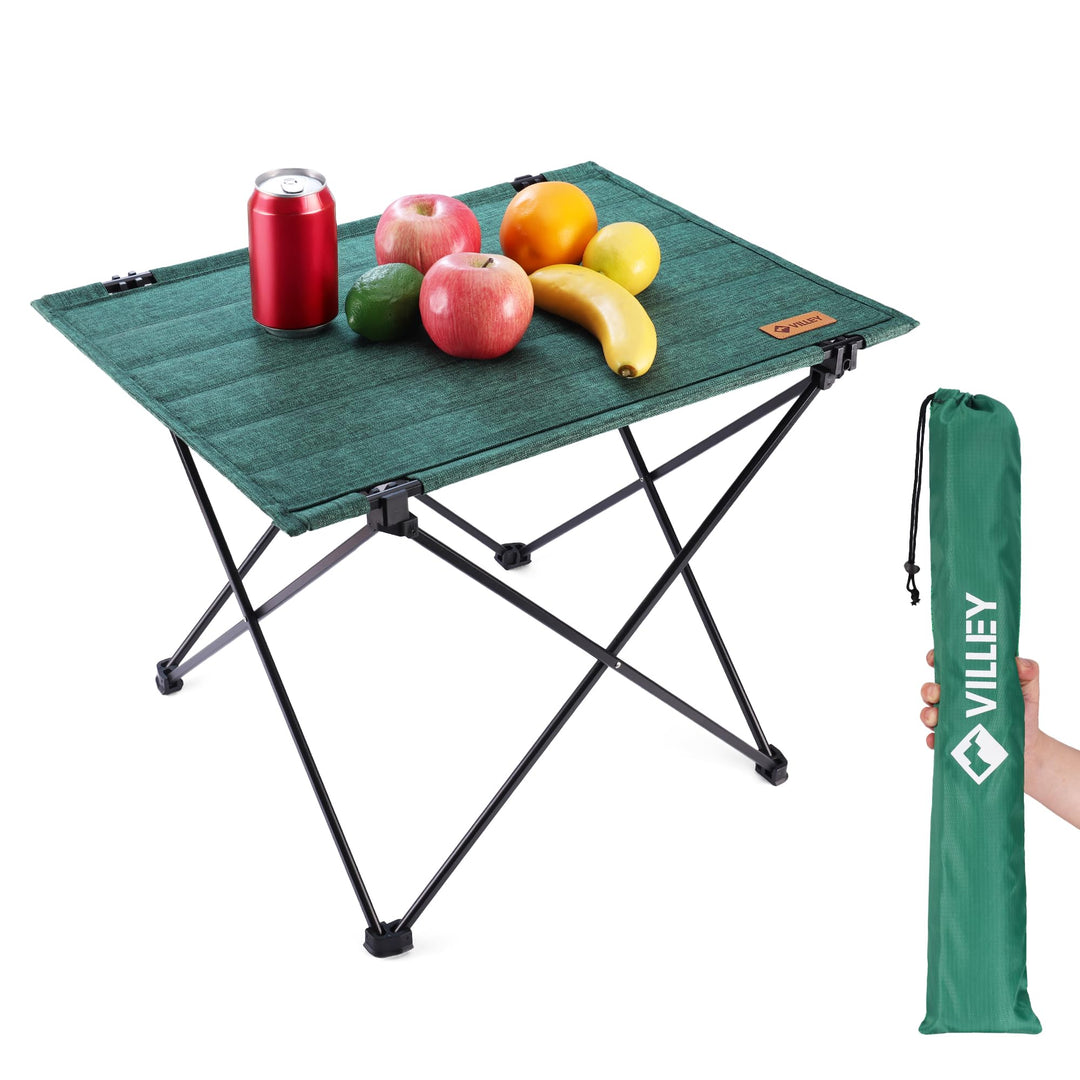 VILLEY Campingtisch Klappbar, Klapptisch Faltbar mit Aluminium und Oxford-Stoff, Kleiner Camping Fal