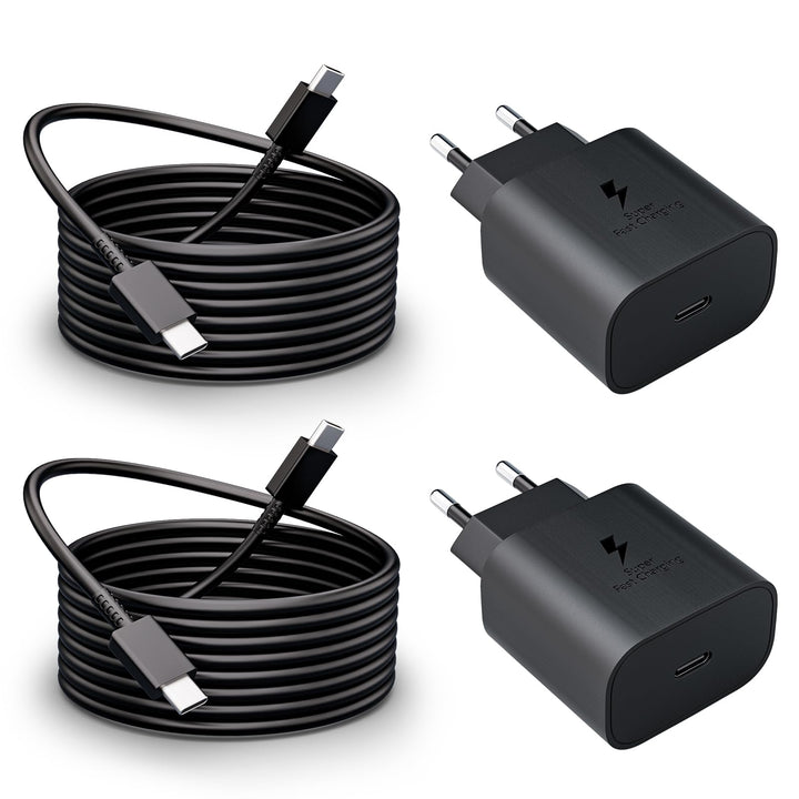 2er-Pack 25W USB C Ladegerät, Schnellladegerät Netzteil Super Fast Charger mit 2 m Ladekabel Schnell