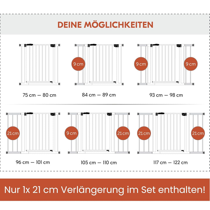 Hauck Türschutzgitter / Treppenschutzgitter für Kinder Open N Stop KD Safety Gate inkl. 21 cm Verlän