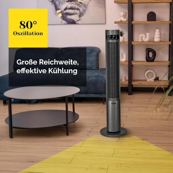 YOER 19dB Leiser Turmventilator, Plasma-Ionisator, Ventilator, 12 m Reichweite, 12 Geschwindigstufen