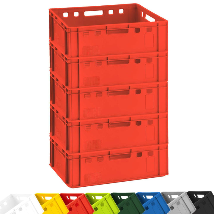 BURI 5x Fleischkiste E2 Metzgerkiste 60x40x20cm lebensmittelecht, robust, stapelbar - Universal Lage
