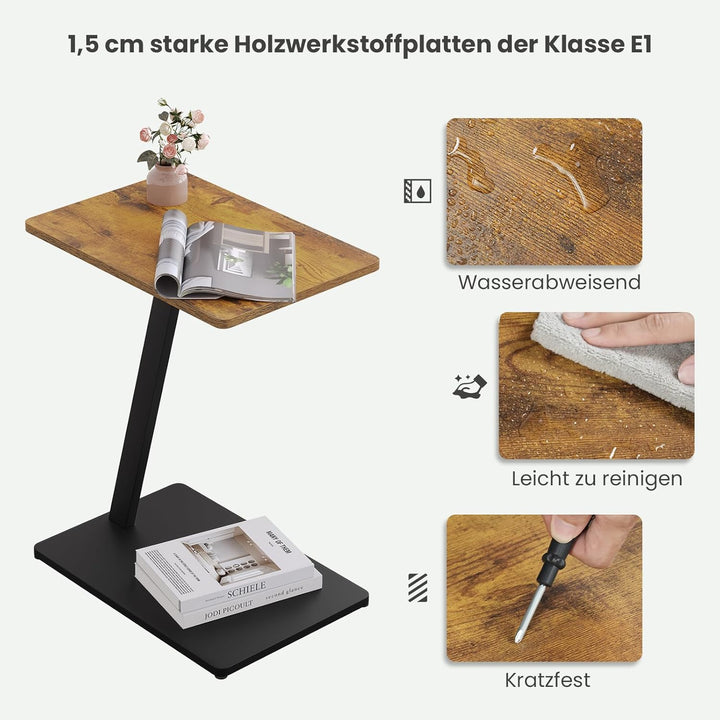 EUGAD Beistelltisch C Form, Couchtisch Sofatisch Wohnzimmertisch, mit Metallgestell, für Sofa Couch