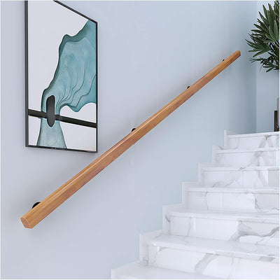 Handläufe für Treppen 30-600cm Holzhandlauf mit Halterungen, Rutschfeste Treppengeländer Stützstange