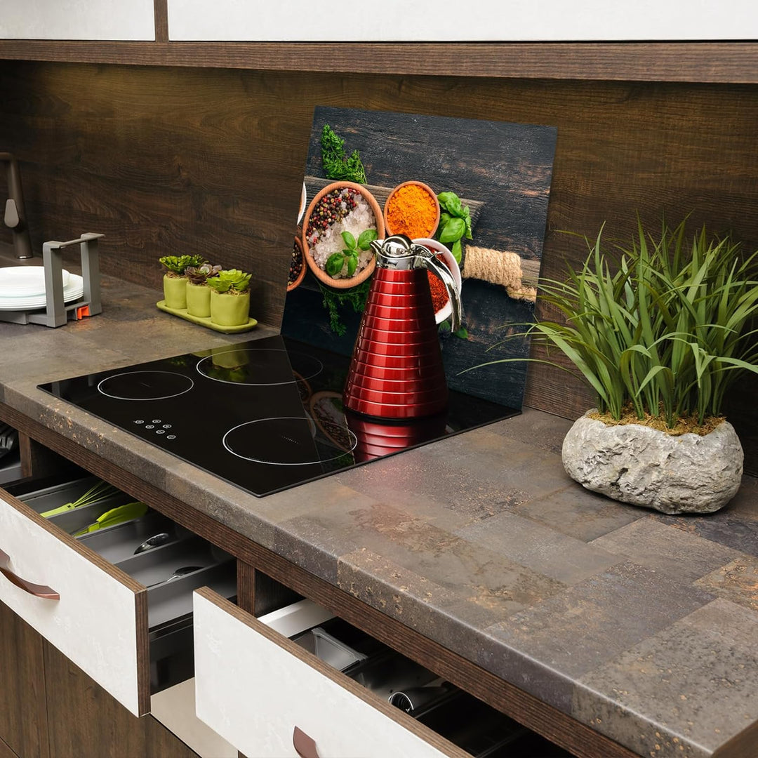 SmartDecoration Herdabdeckplatte Ceranfeldabdeckung aus Glas 60x52 cm Einteilig Motiv "Vorstand" Sch