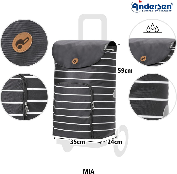 Andersen Shopper Unus Fun Alu mit Rad Ø 17 cm und 47 Liter Tasche Mia anthrazit, Mia Anthrazit