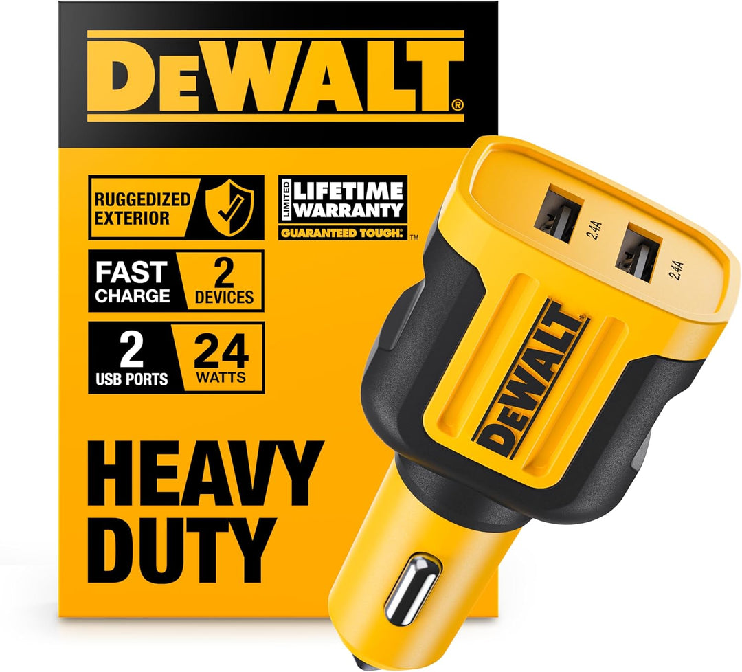 DEWALT 2-Port Mobile USB Charger, 24W Schwarz/gelb, Schwarz/gelb