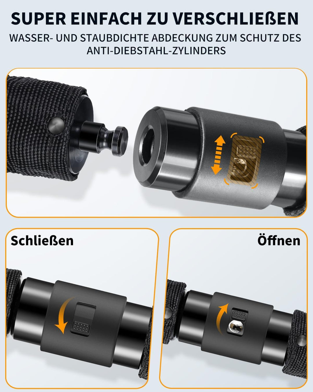 Sportneer Fahrradschloss Metallverschlusskopf Kettenschloss Hohe Sicherheits Level mit 8mm Starker -