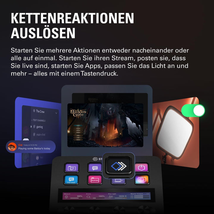 Elgato Stream Deck +, Audiomixer, Live-Produktion und Studio-Controller für Content Creators, Stream