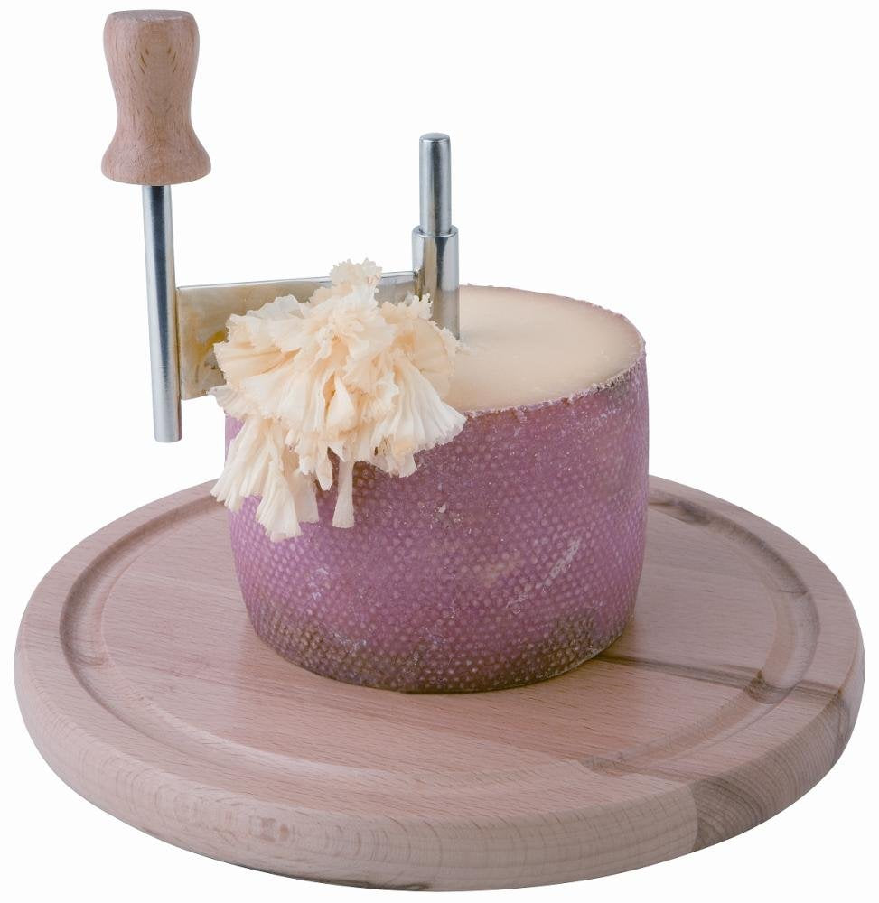 APS 50002 Käsehobel mit Abdeckhaube, Ø 22 cm, Höhe 15 cm, Buchenholz, Edelstahl, PS, hobelt hauchzar
