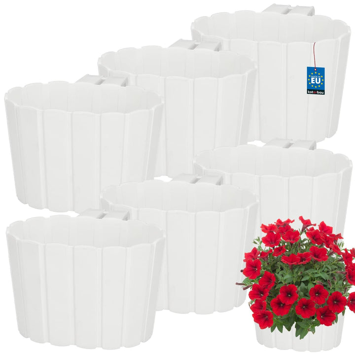 KOTARBAU® 6er Set Blumentopf Hängend - Pflanzkübel - 20 x 14 cm H: 13 cm Weiss - Übertopf Kunststoff