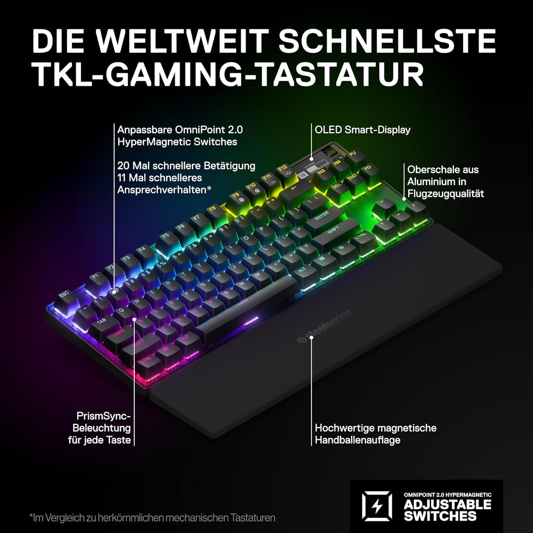 SteelSeries Apex Pro TKL Wireless HyperMagnetic Gaming-Tastatur – E-Sports TKL-Formfaktor – Anpassba