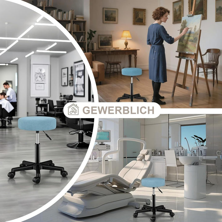 Zedelmaier Rollhocker höhenverstellbar, Bürohocker mit Gummirollen, 360° drehbar Hocker mit Rollen &