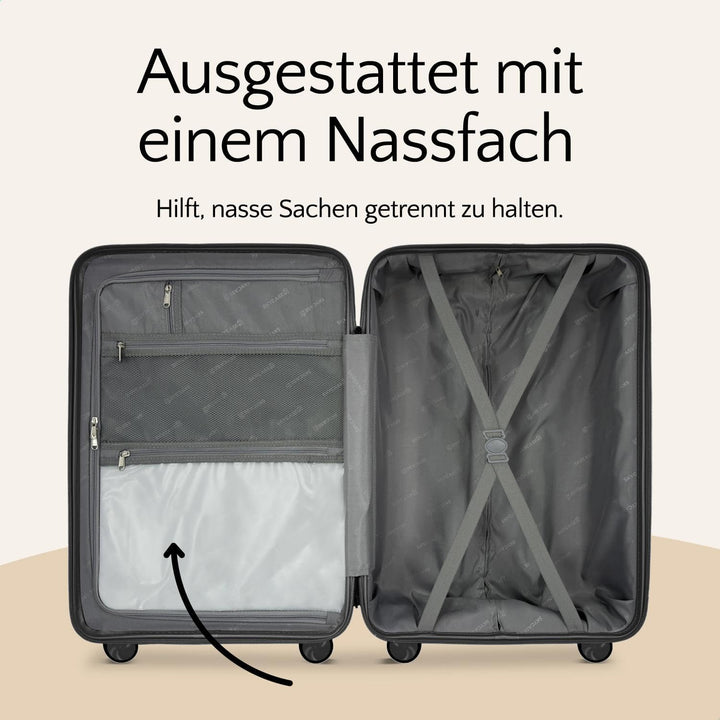 Urban Adventurer Kofferset 3-teilig 232L – Schwarz – Hartschalenkoffer mit Zahlenschloss &amp; 4 Rollen
