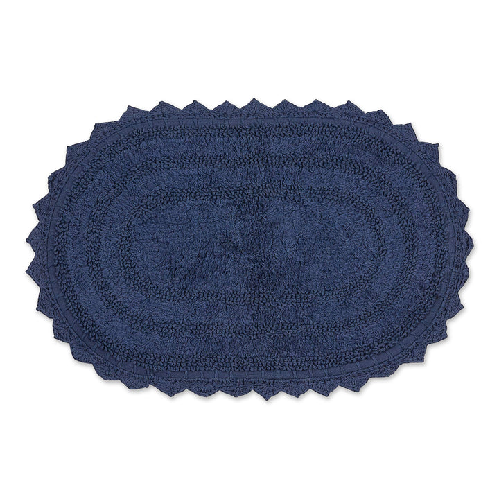 DII Crochet Collection Wende-Badematte, klein, oval, 43 x 61 cm, Französisch Blau. 43 x 61 cm (Oval)