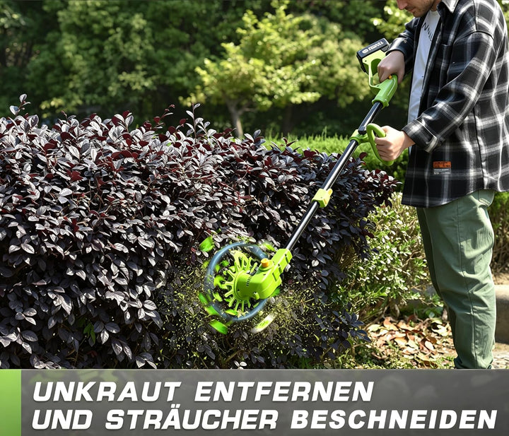 Rasentrimmer Mit Akku Motorsense Mit 2 x 2500mAh Batterie,4 x Metallklinge & 6 x Kunststoffklingen k
