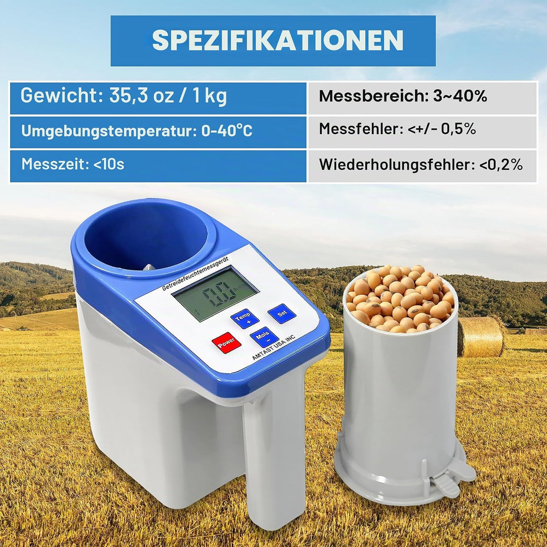 AMTAST Feuchtigkeitsmessgeräte, Getreide Feuchtigkeit Messgerät Test Getreidesorten Kakaobohnen Raps