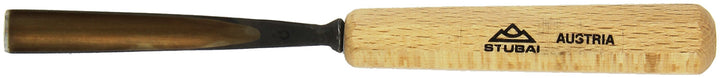 STUBAI Stemmeisen Stechbeitel Serie 52 - Form 8 | Gerades Hohleisen 14 mm, mit Holzgriff, für Figure
