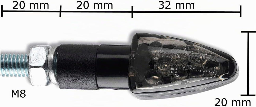 LED Motorrad Mini Blinker Wizzard Schwarz kurz smoke getönt universal 12V 2 Stück 1 paar Roller Quad