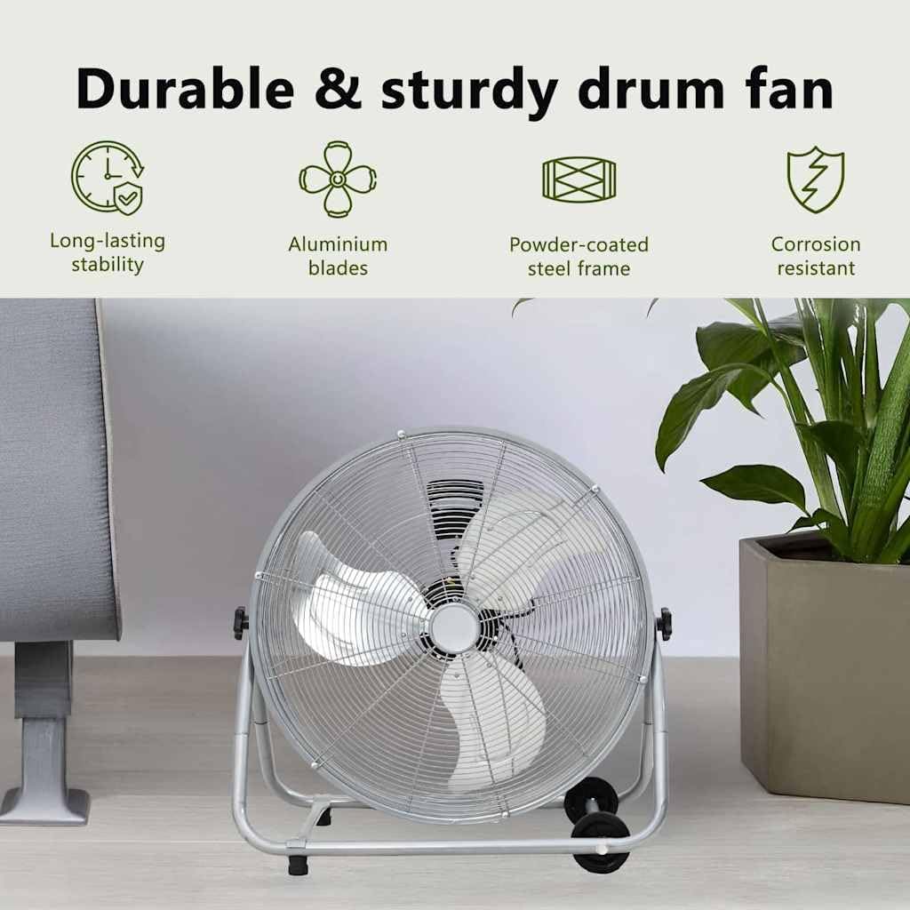 vidaXL Trommelventilator Mit Rad Silber 79 x 37 x 82 cm Aluminium, Robuster Aluminium-Ventilator, le