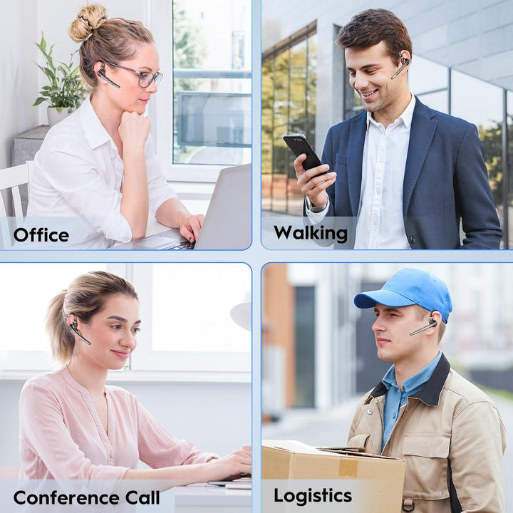 New Bee Bluetooth Headset, V5.1 Wireless Freisprech Headset mit 72h Spielzeit und CVC 8.0 Dual ENC G