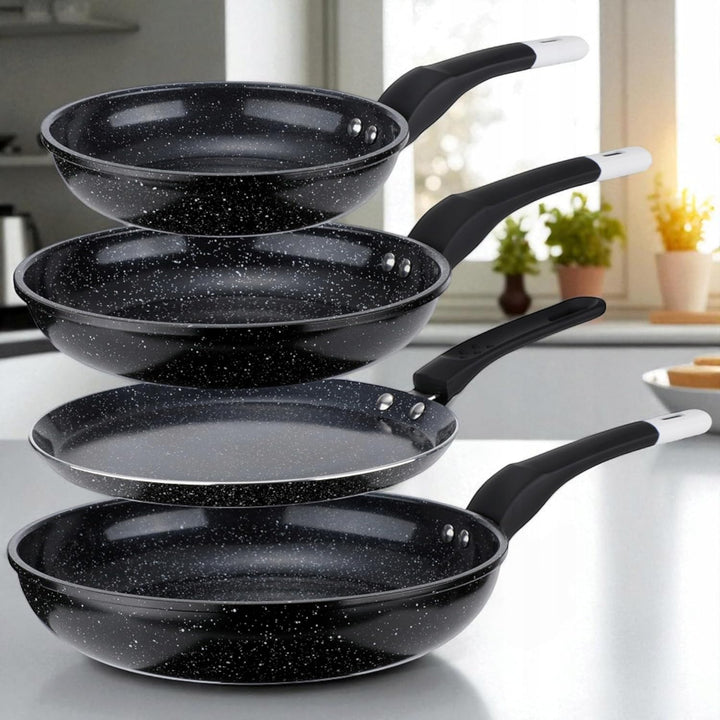 EliteHoff Pfannenset Induktion 4-teilig, Bratpfannenset (20/24/28 cm) + crepe pfanne 24 cm, Induktio