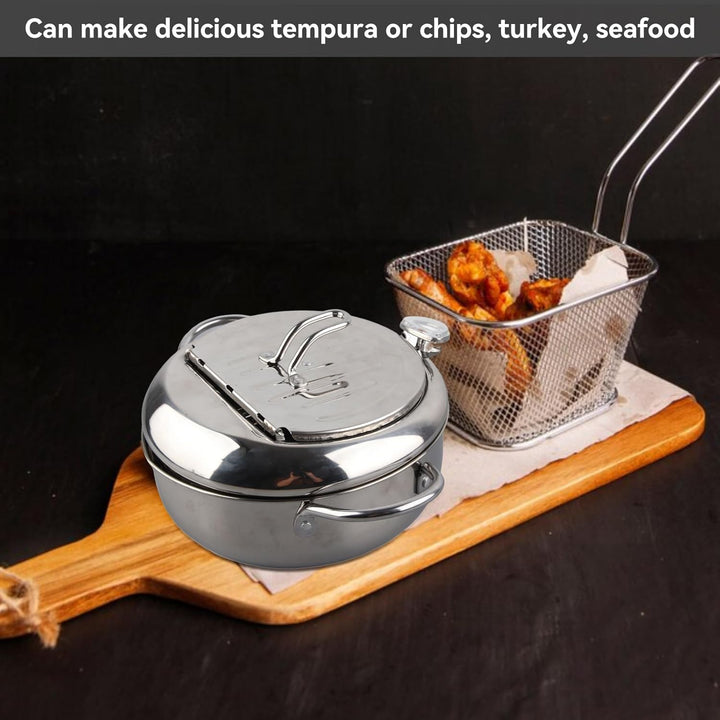 Brattopf Edelstahl Brattopf Frittiertopf Mini-Brattopf Japanischer Brattopf Küchengeräte(24cm), 24cm
