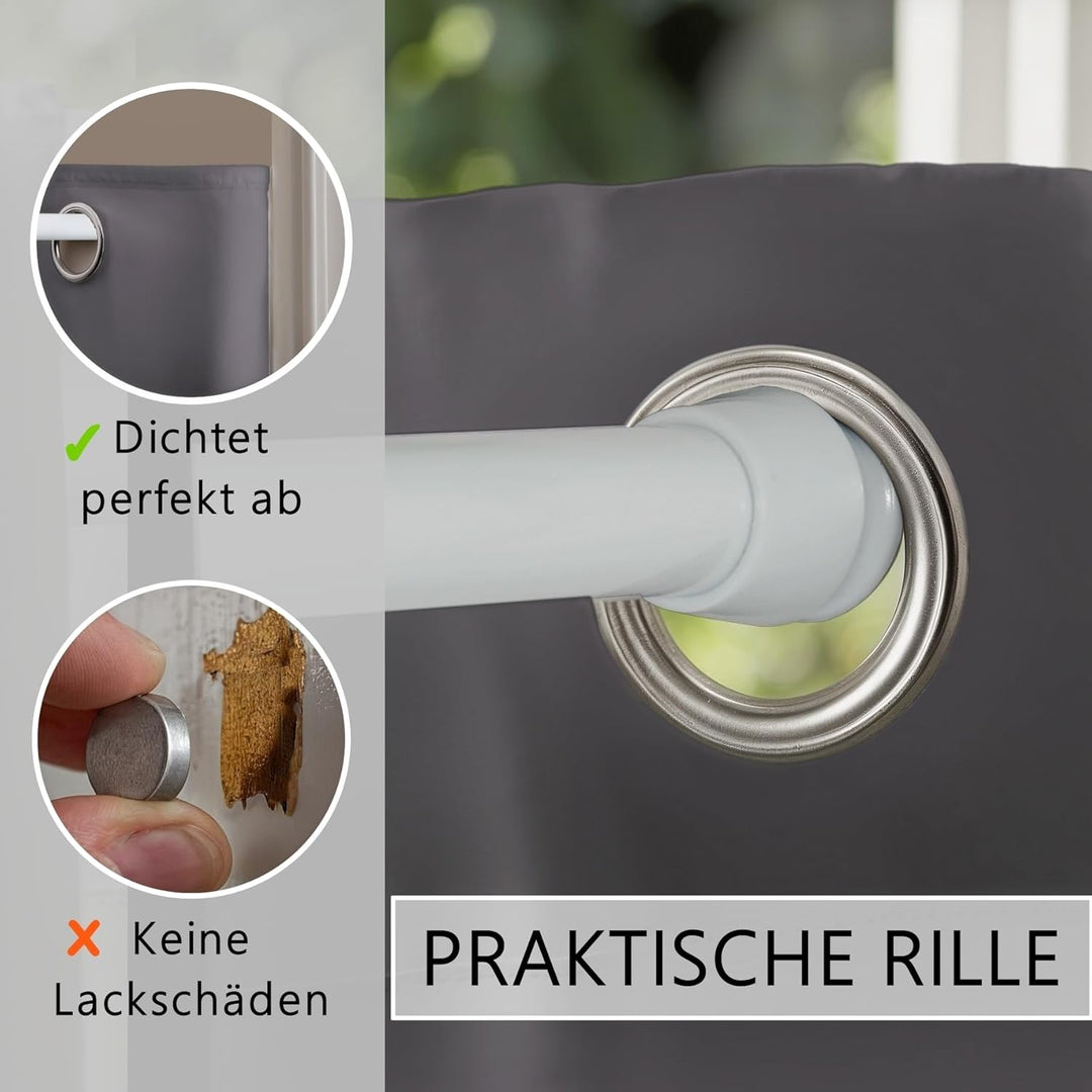 tinycurtains, Türvorhang mit Teleskopstange, einfache Montage in nur 1 Minute ohne Bohren (Türvorhan